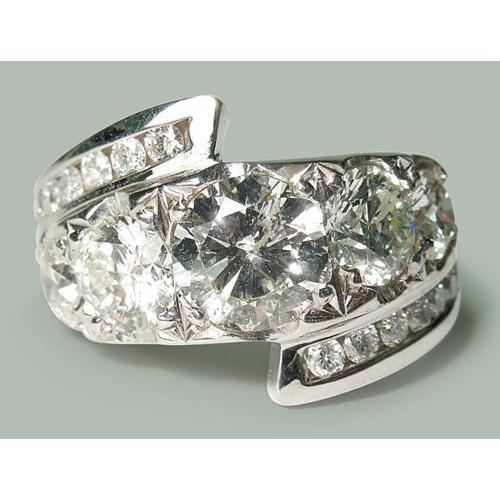 4.55 Carat Round Natural Earth Mined Diamonds Wedding Ring And Band Set