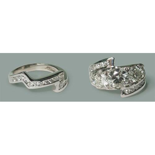 4.55 Carat Round Diamonds Wedding Ring And Band Set