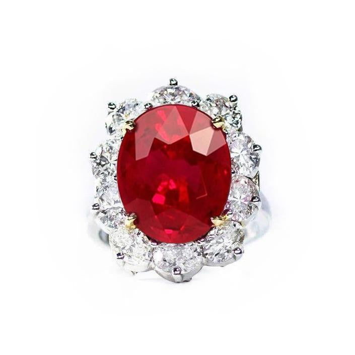 4.55 Carats Ruby And Diamond Ring Women Jewelry Gold 14K