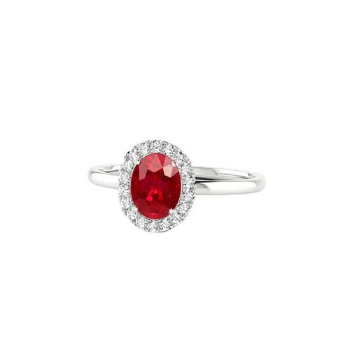 4.55 Carats Ruby With Diamonds Ring Prong Set White Gold 14K