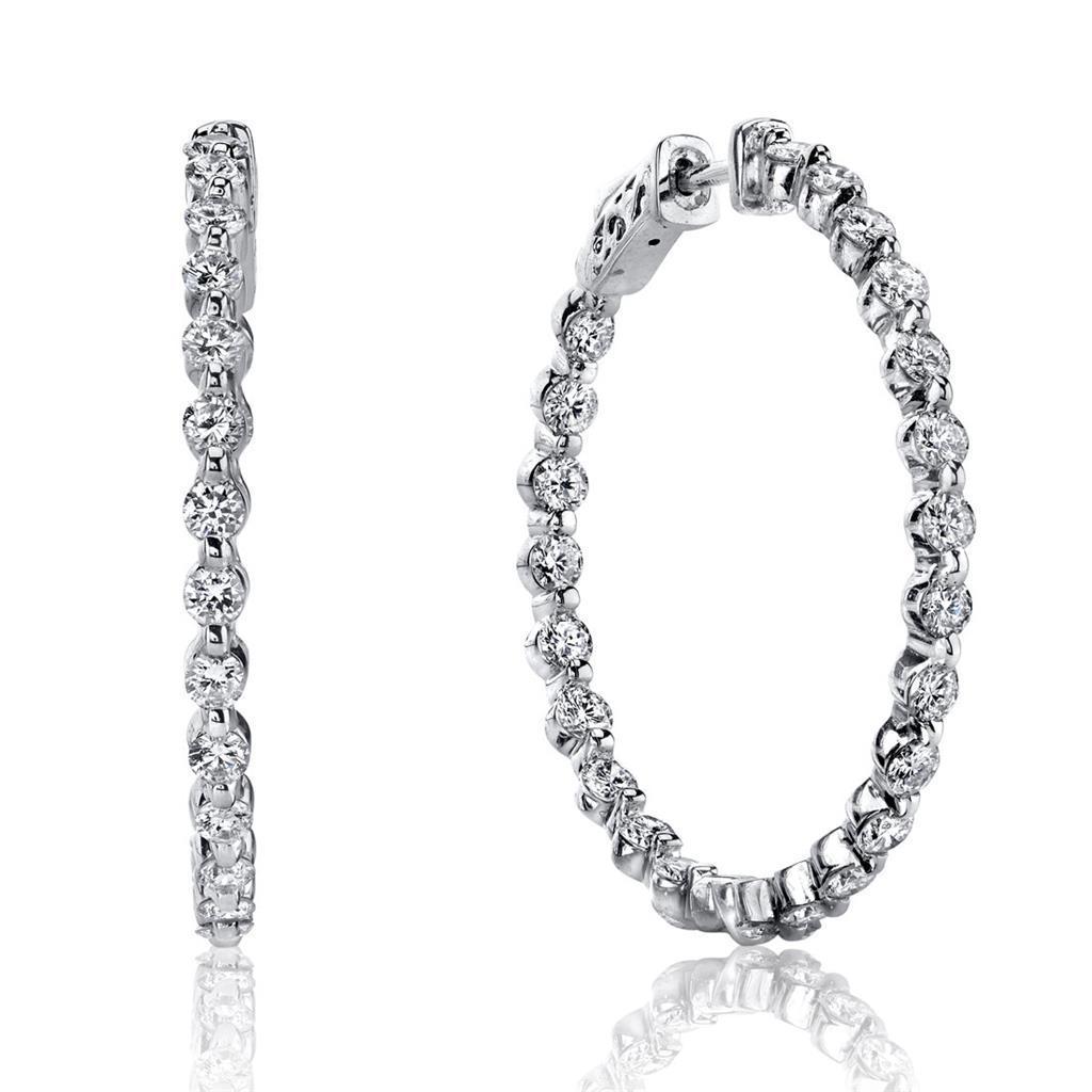 4.60 Ct Round Brilliant Cut Diamonds Ladies Hoop Earrings White Gold