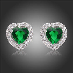 4.70 Ct Green Emerald And Diamond Stud Halo Earring