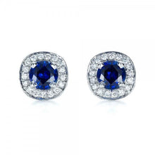 4.70 Ct Sapphire And Diamonds Halo Studs Earring White Gold