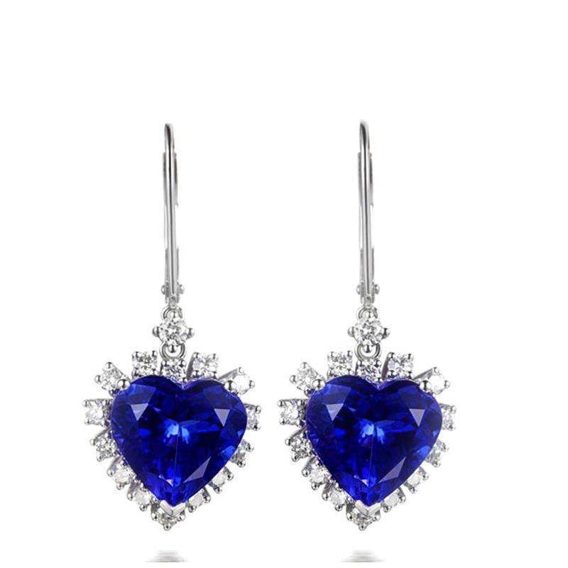 4.70 Ct Tanzanite With Diamonds Ladies Dangle Earrings White Gold