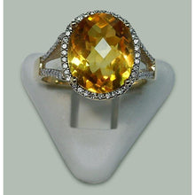 4.75 Carats Citrine & Diamond Ring With Accents Yellow Gold 14K