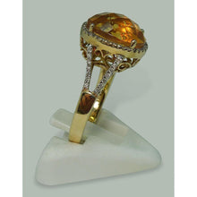 4.75 Carats Citrine & Diamond Ring With Accents Yellow Gold 14K
