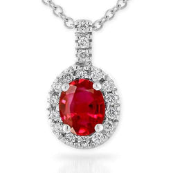 4.75 Ct. Ruby With Diamonds Pendant Necklace With Chain White Gold 14K