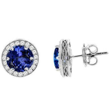 4.80 Carats Tanzanite With Diamonds Studs Earrings White Gold 14K