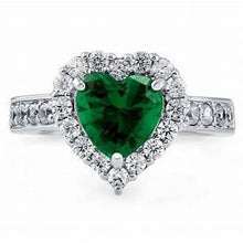 5 Carats Heart Cut Green Emerald And Diamond Ring White 14K