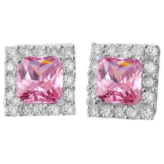 5 Carats Pink Sapphire With Studs Earring 14K White Gold