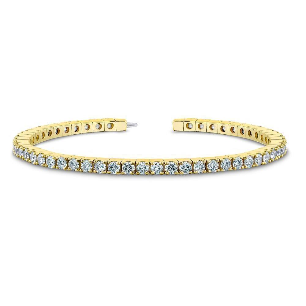 5 Carats Round Diamond Tennis Bracelet Yellow Gold 14K