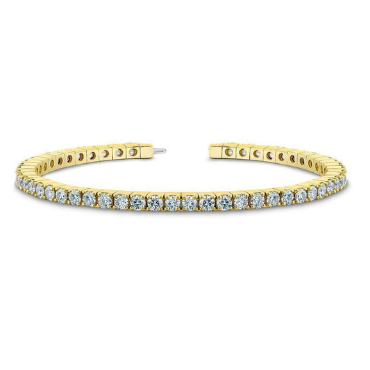 5 Carats Round Natural Earth Mined Diamond Tennis Bracelet Yellow Gold 14K