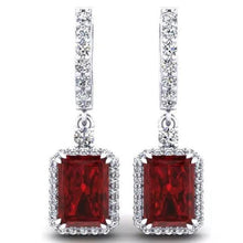 5 Carats Ruby And Diamond Drop Dangle Women Earring White Gold 14K