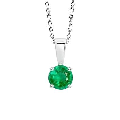 5 Carats Solitaire Green Emerald Gemstone Pendant White Gold 14K