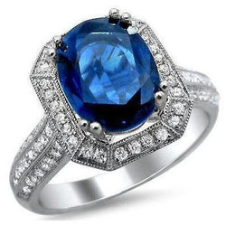 5 Ct. Ceylon Sapphire With Natural Earth Mined Diamonds Engagement Ring White Gold 14K