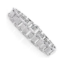 10 Carats Men Round Shape Natural Diamond Bracelet White Gold 14K