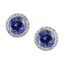 5.20 Ct Round Tanzanite And Diamonds Studs Earrings White Gold 14K