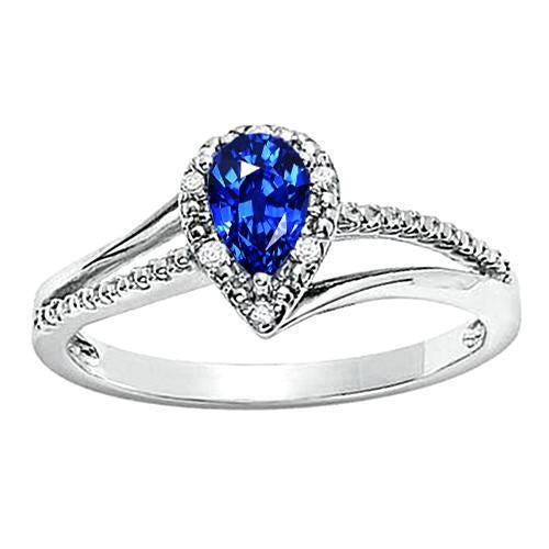 5.36 Carats Pear Aaa Ceylon Sapphire Diamonds Anniversary Ring