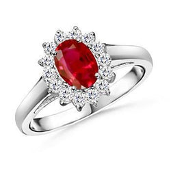 5.5 Carats Oval Cut Ruby Natural Earth Mined Diamond Ring White Gold Lady Jewellery