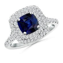 5.50 Carats Sri Lanka Sapphire And Diamonds Ring White Gold 14K