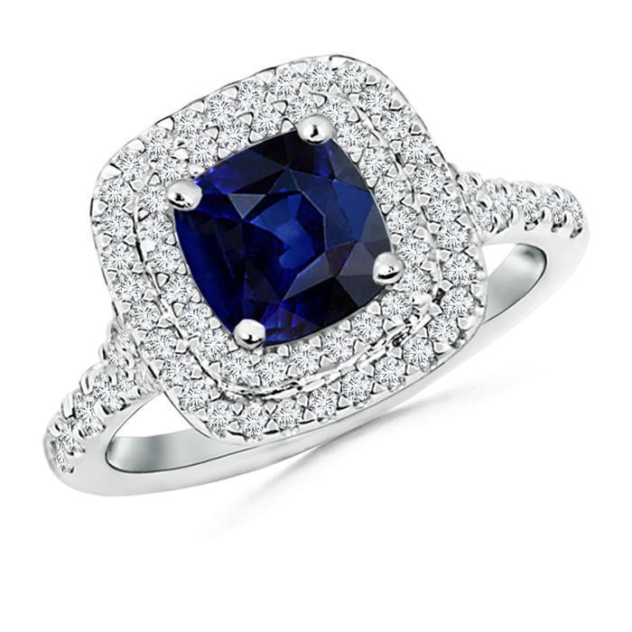 5.50 Carats Sri Lanka Sapphire And Diamonds Ring White Gold 14K