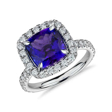 5.50 Ct Cushion Tanzanite With Round Diamonds Ring Gold