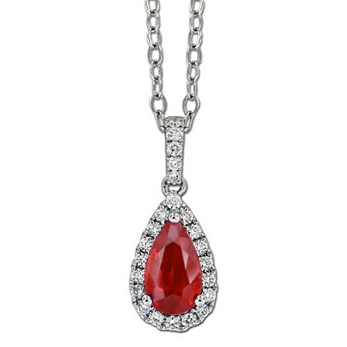 5.50 Ct. Ruby With Diamonds Pendant Necklace White Gold 14K