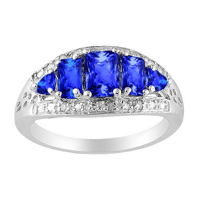 5.51 Carat Sri Lankan Sapphire Diamonds Beautiful Ring White Gold 14K