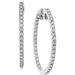 6 Carats Round Cut Earth Mined Diamonds Women Hoop Earrings White Gold 14K