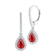 6 Carats Ruby And Diamonds Women Dangle Earrings White Gold 14K