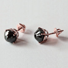 6 Carats Stud Earrings Cushion Diamond Black Eyeclean Rose Gold