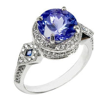 6 Ct Round Genuine Sri Lanka Sapphire And Diamonds White Gold 14K