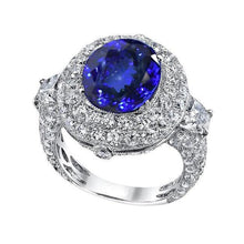 6.01 Ct Tanzanite Oval And Diamonds Ring White Gold 14K