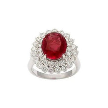6.25 Ct Oval Cut Ruby With Diamonds Ring White Gold 14K