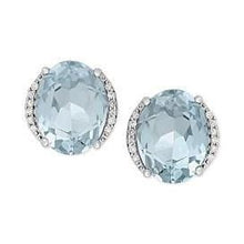6.36 Carats Aquamarine With Diamonds Studs Earrings White Gold 14K