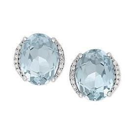 6.36 Carats Aquamarine With Diamonds Studs Earrings White Gold 14K