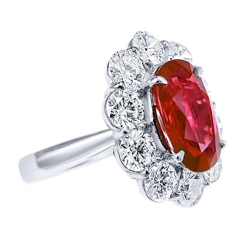 6.5 Ct Ruby With Diamond Wedding Ring White Gold 14K Fine Jewelry