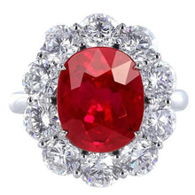 6.5 Ct Ruby With Diamond Wedding Ring White Gold 14K Fine Jewelry