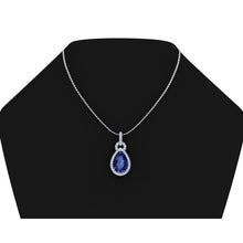 6.65 Ct. Pendant Necklace 14K Pear Tanzanite With Round Diamonds