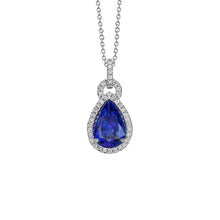 6.65 Ct. Pendant Necklace 14K Pear Tanzanite With Round Diamonds