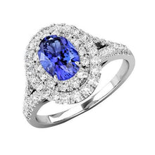 6.75 Carats Tanzanite And Diamonds Ring 14K White Gold
