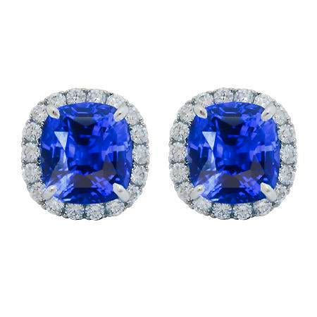 6.80 Carats Sapphire And Diamonds Lady Studs Earring White Gold 14K