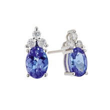 6.90 Carats Tanzanite And Diamonds Studs Earrings White Gold 14K