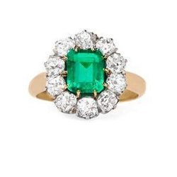 7 Carats Green Emerald Diamond Wedding Ring Gold 14K
