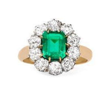 7 Carats Green Emerald Diamond Wedding Ring Gold 14K