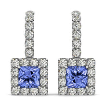 7 Ct Tanzanite And Diamonds Lady Dangle Earrings White Gold 14K
