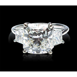 7 Carats Radiant & Trapezoid Diamond Three Stone Ring