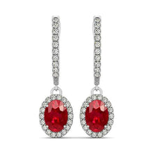 7.06 Carats Ruby And Diamond Ladies Dangle Earring 14K White Gold