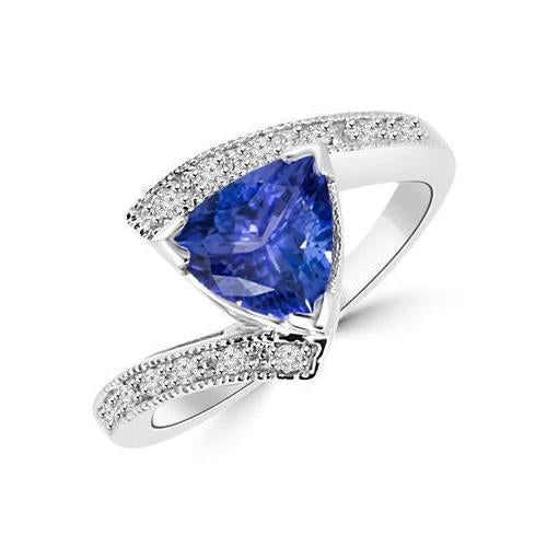 7.25 Ct Solitaire With Accent Tanzanite With Diamonds Ring 14K Gold