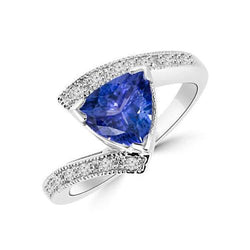 7.25 Ct Solitaire With Accent Tanzanite With Diamonds Ring 14K Gold